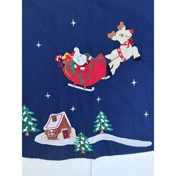 Handmade Christmas Santa Appliqué Toddler Girls Pinafore Dress Size 2 - Picture 3 of 5